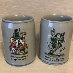 Vintage GERZ Stoneware 18oz. Beer Mugs Steins Lot of 2 Germany Pls Read